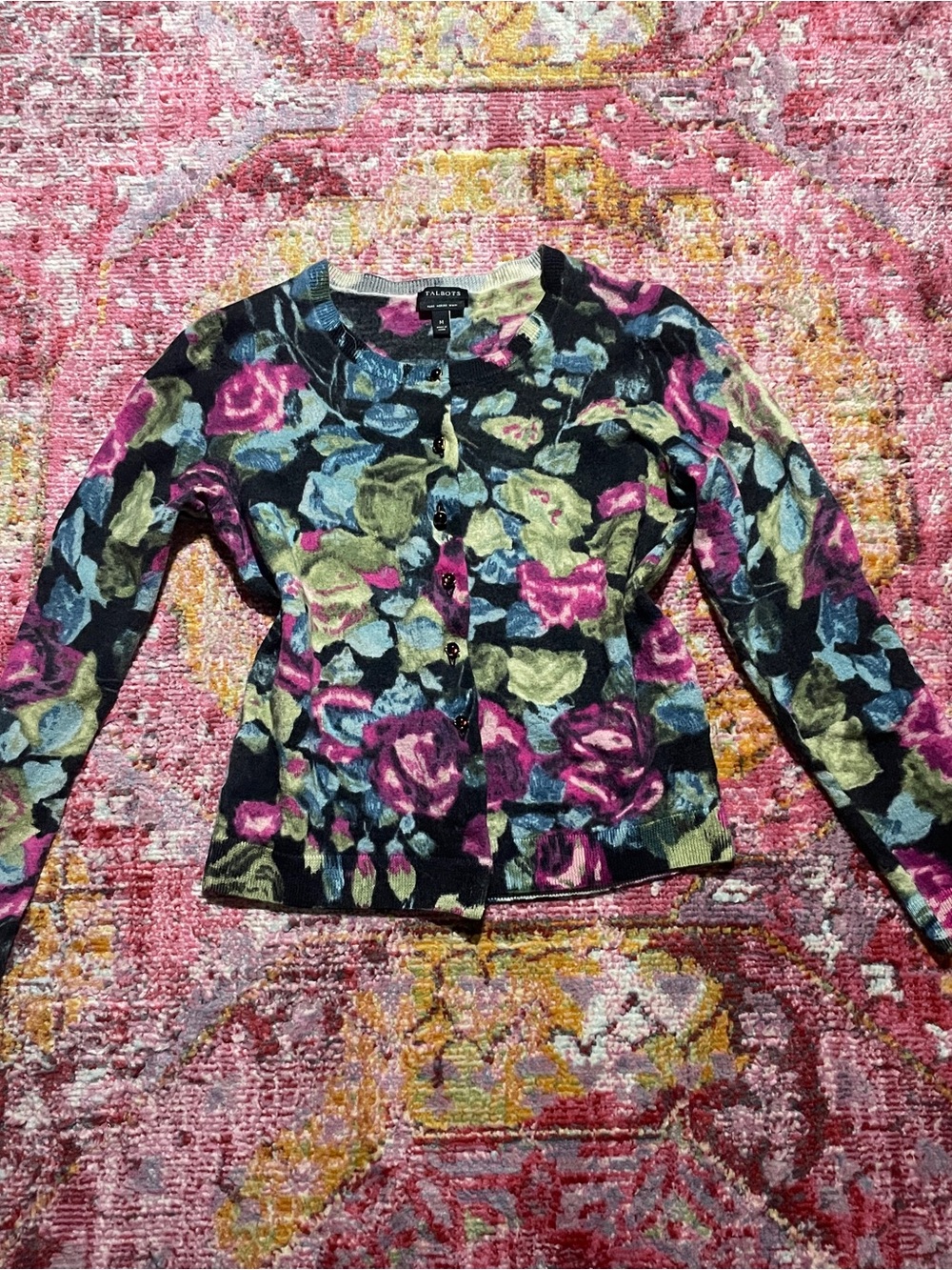 100% Merino Wool Floral Cardigan